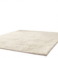 Tapis Minimaliste en Laine Crème Blanc Doux Épais Luxueux Moderne à Poils Longs Écologique Tufté à la Main pour Chambre, Salon, Villa, Salle de Séjour