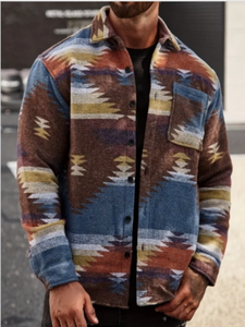 Ingrosso <span class=keywords><strong>camicia</strong></span> di lana autunno inverno manica lunga occidentale <span class=keywords><strong>giacca</strong></span> da uomo con stampa Aztec Navajo - Product Image 6