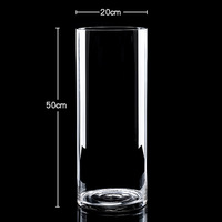 Vase décoratif simple de grande taille transparent sur pied droit pour le salon Contenant de fleurs