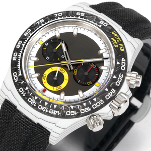 Nouvelle montre mécanique pour homme 2025, bracelet en nylon et cuir, cadran noir et jaune, verre saphir rond, montre de sport pour le golf - Product Image 3