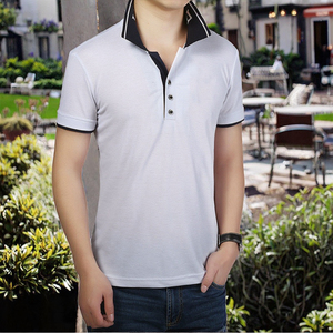 Polo Casual Oversize para Hombre con Diseño Liso a Cuadros, Material de Algodón/Fibra de Bambú, 200 Gramos de Peso de Tela, Diseño Liso - Product Image 2