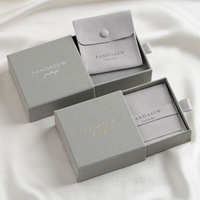Boîte à bijoux en papier personnalisée de luxe PandaSew avec logo imprimé et pochette à bijoux en microfibre