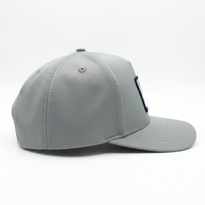 Wholesale Custom <b>Light</b> Grey 5 Panel Baseball Cap Structured Mid Profile Semi-Curved Bill Golf <b>Hat</b> with Woven Patch Logo - Product Image 3
