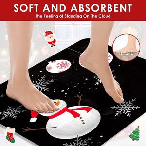 Cortina de Ducha de Poliéster con Diseño de Muñeco de Nieve Negro y Bolas Navideñas, Impresión Digital Personalizada, Impermeable, Venta al Por Mayor - Product Image 3