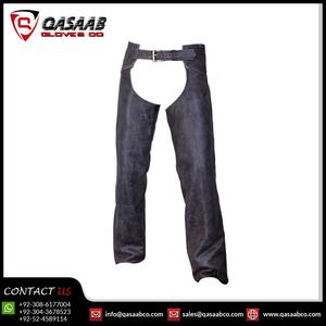 Chaps en cuir pour hommes noir ventilé-nu en cuir poche latérale extensible-cuisse moto-Chaps - Product Image 3
