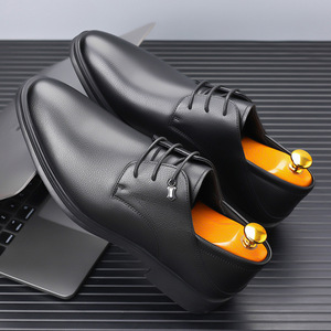 Zapatos de vestir para hombre de cuero genuino con punta en pico, con cordones, estilo Oxford, para oficina, carrera, todas las estaciones, transpirables, con suela de goma. - Product Image 3