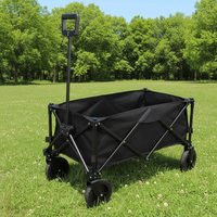 Chariot de camping pliable à quatre roues en tissu Oxford double couche avec frein, capacité 200L, poignée réglable, sacs de 150kg, robuste
