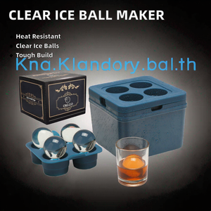 YCS YCSCIT-002 Large Clear Silicone <b>Ice</b> Ball <b>Maker</b> Tray 4-Cavity Cube Mold Oven Safe Whiskey Cocktail Crystal Clear <b>Ice</b> Balls - Product Image 2