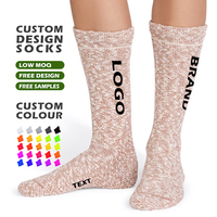 Chaussettes en laine chaudes d'hiver pour femmes, chaussettes en coton thermique tricotées, design de logo personnalisé, chaussettes en laine épaisses