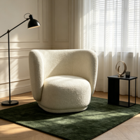 Fauteuil d'appoint moderne en tissu durable et doux, fauteuil de détente enveloppant et arrondi pour la maison et l'hôtel