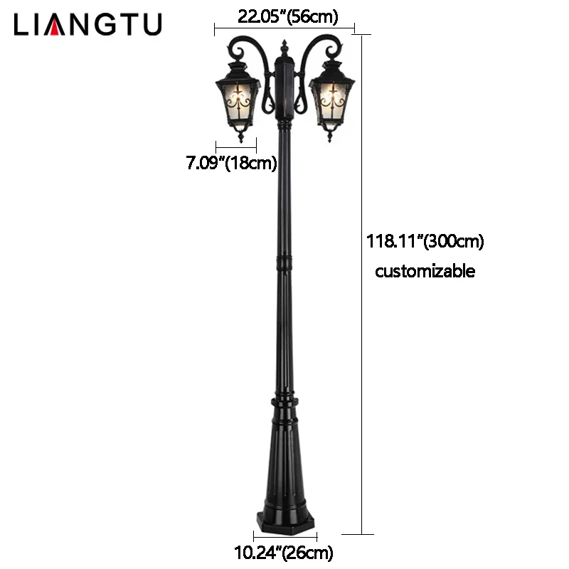 Antique Style IP65 Waterproof Aluminum Light Pole Landscape Garden Park Villa E27 E32 Led Light