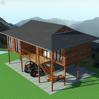 Villa préfabriquée populaire en acier galvanisé, maison sur pilotis avec parking en Papouasie-Nouvelle-Guinée