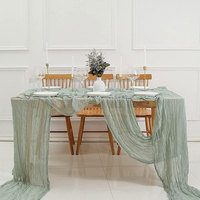 Chemin de table bohème en gaze de coton, rustique et transparent, pour décoration de table de mariage, de douche nuptiale ou d'anniversaire