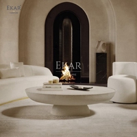 Ensemble de table basse ronde moderne en ciment pour l'extérieur canapé en bois élégant pour la vie en plein air pour la maison Villa Hotel Park Apartments