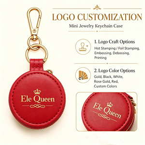 Eco-friendly Wholesale Mini Portable Zipper Keychain Jewelry <b>Box</b> Rangement Bijoux Soft Velvet Interior For On-The-Go <b>Small</b> - Product Image 1