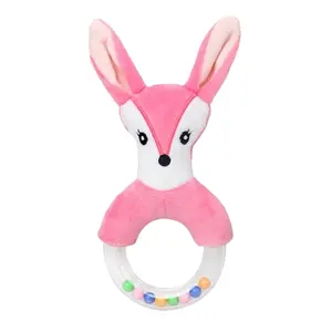 1pcs Bebê Grab Brinquedo De Pelúcia Educacional Dos Desenhos Animados De Pelúcia Recheado Coelho Rosa Em Forma Macia Fox Rabbit Brinquedos Mão Chocalho para Crianças