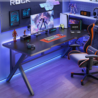 Bureau de jeu RGB OEM ODM en fibre de carbone, table d'ordinateur de jeu à cadre en X, bureau de gamer pour la maison et le bureau, surface texturée en forme de X
