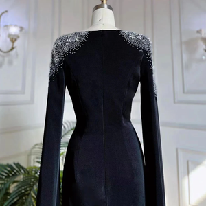 Serene Hill LA70934 Abito da Sera Bianco Stile Sirena in Raso con Maniche a Mantella Decorate, Elegante Vestito da Teatro e <span class=keywords><strong>Opera</strong></span> per Donne - Product Image 5