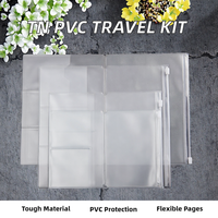 Pochette de poche en PVC à fermeture éclair de taille personnelle TN Travel Porte-cartes givré Sac pour passeport en plastique Reliure à feuilles mobiles