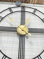 90cm intérieur grand métal silencieux décoratif Quartz métal horloges murales grande moderne or rond fer montre livraison directe DDP
