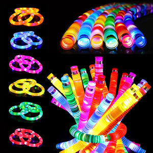 Stress Relieving Luminous Telescopic <b>Tube</b> Toy <b>LED</b> Light Water Pipe Color Pop Glow Lithium Ion Battery Lightsaber Kid's Gift Box - Product Image 1
