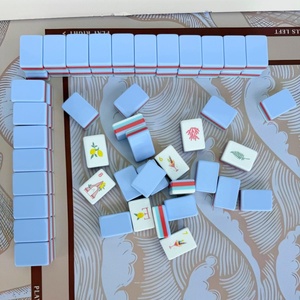160Pcs American-style Mahjong Set Sea Breeze Blue Hand-painted Foldable Acrylic Tiles 4-Player Modern Luxurious <b>Entertainment</b> - Product Image 5