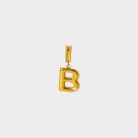 Diy Balloon Bubble Uppercase Letters Insert Pearl Pvd 18K Gold Plated Pendant Fashion Jewelry Stainless Steel Charms Wholesale