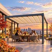 Pergola pliante en PVC résistante aux intempéries, personnalisable, avec toit rétractable motorisé, auvent imperméable pour cour, patio, terrasse