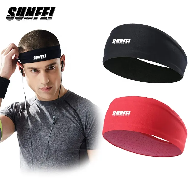 Sunfei-fascia sportiva personalizzata per uomo, fascia elastica assorbente per il sudore per yoga, corsa e fitness