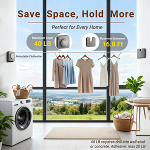 Corde à linge rétractable portable en acier inoxydable, murale, multifonctionnelle pour intérieur et balcon – Meilleure vente - Product Image 5