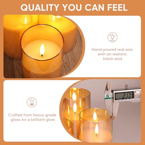 Bougie LED sans flamme rechargeable avec télécommande, mèche 3D en verre, avec câble de charge pour la décoration de Noël à la maison - Product Image 3