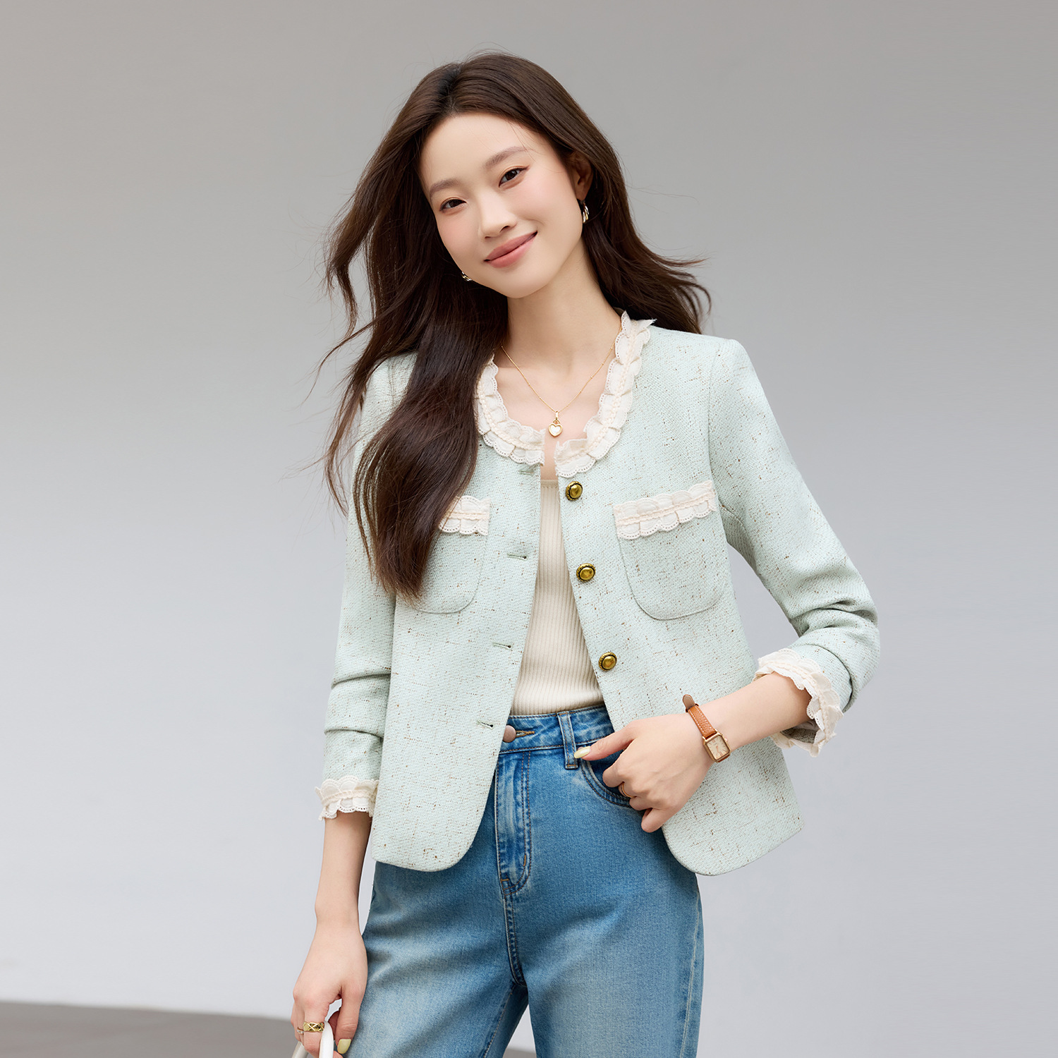 light green suit