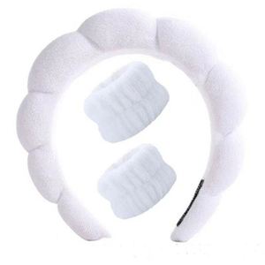 Ensemble bandeau et serviettes de poignet en peluche pour spa, lavage du visage, maquillage et soins de la peau, motif éponge nuage doux, pour femmes et filles - Product Image 6