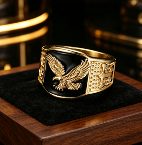 Bague pour homme HipHop en acier inoxydable rétro Viking Odin Triangle bijoux ailes volantes bague aigle Hip-Hop transfrontalière - Product Image 5
