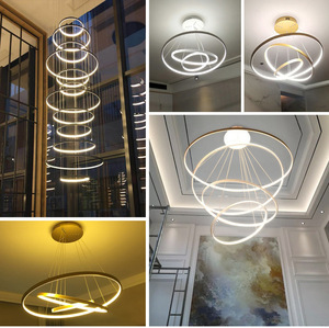LED Iron Acrylic Ceiling Pendant Lamp Luxury <strong>Dining</strong> Lamparas Hanging <strong>Light</strong> Circle Ring Modern Gold Chandeliers Pendant <strong>Light</strong> - Product Image 5
