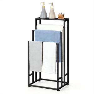 Portasciugamani in metallo industriale a 3 livelli con supporto da bagno nero con scaletta <span class=keywords><strong>porta</strong></span> oggetti per camera da letto e soggiorno - Product Image 1