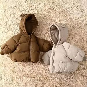 Veste chaude unisexe à <span class=keywords><strong>capuche</strong></span> oreilles d'ours pour bébé 2026 - Manteau d'hiver épais en coton coupe-vent <span class=keywords><strong>avec</strong></span> fermeture éclair pour enfants - Product Image 2