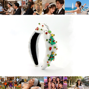 منتج جديد فاخر لامع بلينغ شجرة عيد الميلاد أعلى معقود مخصص النساء عقال فتاة عصابة الشعر - Product Image 4