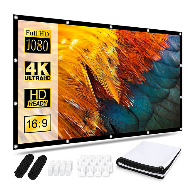 Movie 120 Projector Screen 16:9 Foldable and Portable Double Sided Anti-Crease for Home Indoor Outdoor Simple Beam Screen