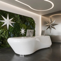 Bureau de réception extensible incurvé blanc contemporain avec éclairage LED minimaliste moderne pour les zones de hall d'hôtel et de centre commercial