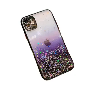 trendy hot Shining Glitter Soft TPU Clear Pink heart Phone Case for iPhone 11 Glitter Case for apple iphone 13 12