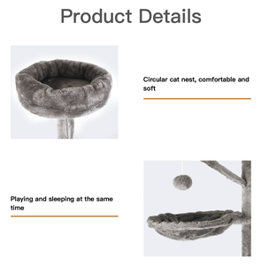 <span class=keywords><strong>Castello</strong></span> per <span class=keywords><strong>Gatti</strong></span> Lusso Extra Large Grigio Classico Multi-Strato Ecologico Durevole <span class=keywords><strong>Tiragraffi</strong></span> con Palline e Cuccia Sospesa 190CM - Product Image 5