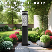 Chauffage de jardin rond moderne et écologique à granulés de bois pour l'extérieur, en métal et en verre