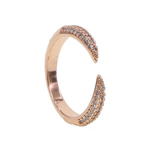 Cz-anillos de punta de plata, oro rosa, 3 colores, micro pavé de cz, remache abierto, joyería para dedos de pila de roca - Product Image 4