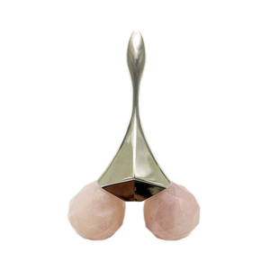 ลูกกลิ้งนวดหน้าทำจากคริสตัลโรสควอตซ์ลูกกลิ้งนวดหน้าปรับโลโก้ได้ตามต้องการ - Product Image 3