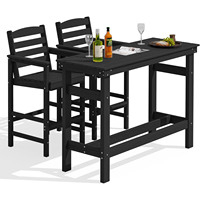 Mesa de Bar Moderna para Exteriores con 2 Sillas, Material HDPE, Plegable, Impermeable, Ecológica, Resistente a la Intemperie, Portátil para Jardín