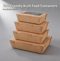 Boîte à lunch en papier kraft Sunkea avec fenêtre en PET anti-buée à emporter