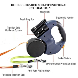 Double 3m plastique écologique multifonctionnel rétractable sans enchevêtrement pour chien Boîte à caca pour la course à pied, la randonnée et l'entraînement. - Product Image 4