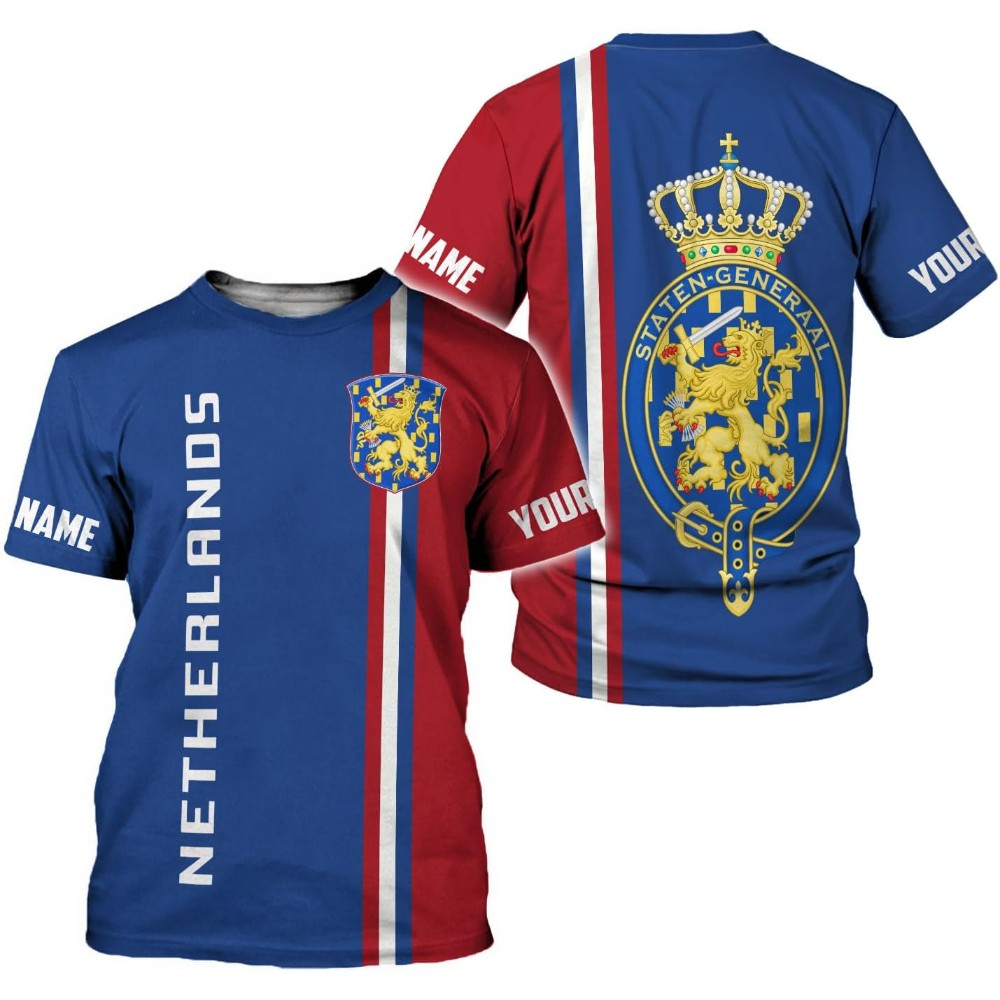 Personalised Netherlands Football Jersey T-Shirt - Custom Name & Number, Holland Flag Badge, Men's Fan Top - View #2