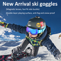 Lunettes de ski magnétiques à double couche anti-buée avec lentille sphérique, protection UV400, lunettes de snowboard pour hommes et femmes